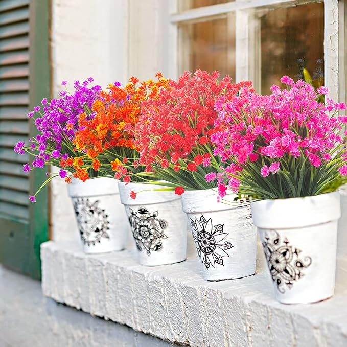Artificial Flowers Outdoor UV Resistant Fake Plants Indoor Outside Hanging - Image 5