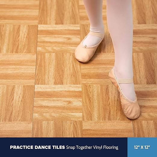 IncStores 3/8" Thick Snap Together Dance Flooring Tiles | 12”x12” Printed Vinyl - Image 2