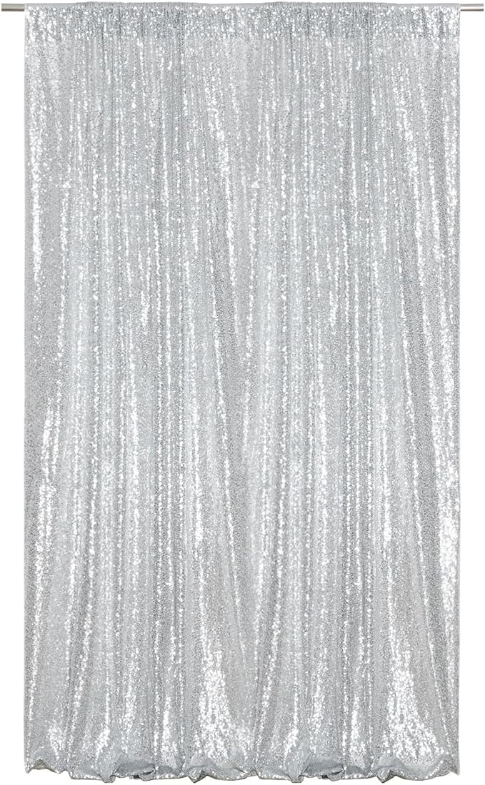 Poise3EHome 4x8ft Silver Sequin Backdrop, Upgrade Shimmer Backdrop by Poise3EHome