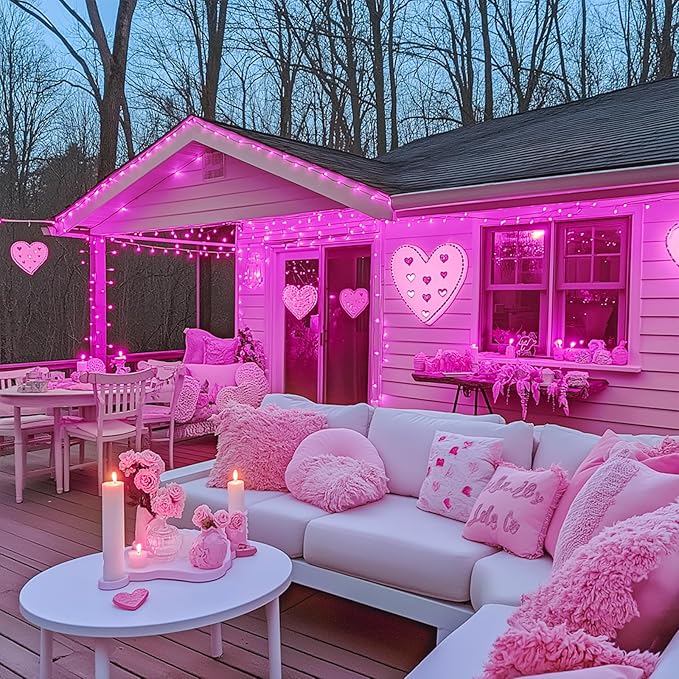 JMEXSUSS 500 LED Pink Room Lights, 8 Modes 163ft Waterproof Pink Christmas - Image 3