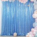 ShiDianYi Sequin Backdrop 8x8 FT Baby Blue Photo Booth Backdrops Curtain by ShiDianYi