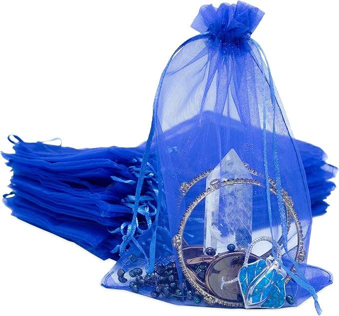 TheDisplayGuys 48-Pack 6x8 Royal Blue Sheer Organza Gift Bags by TheDisplayGuys