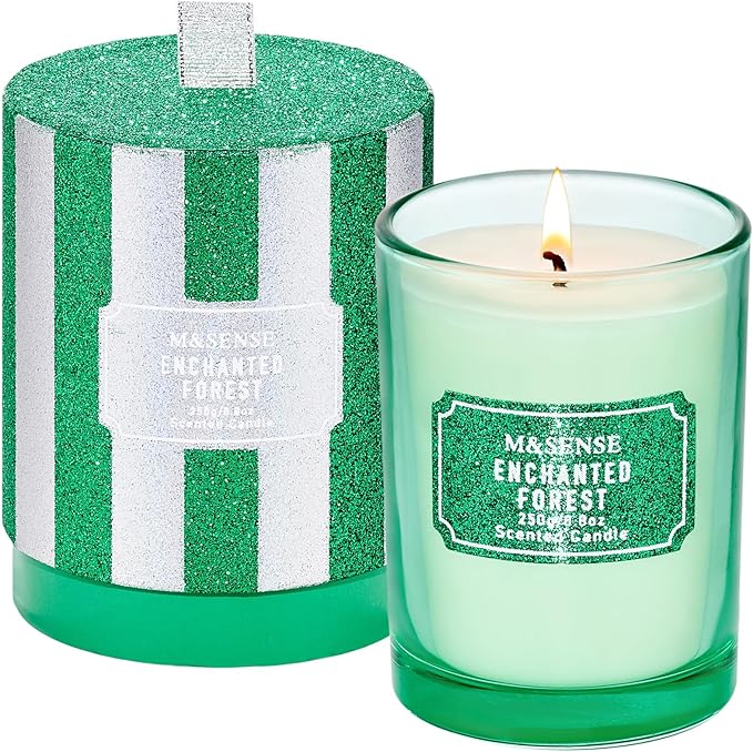M&SENSE Cederwood Scented Candles, Classic Size 8.8 oz Glitter Jar Candle by MSENSE