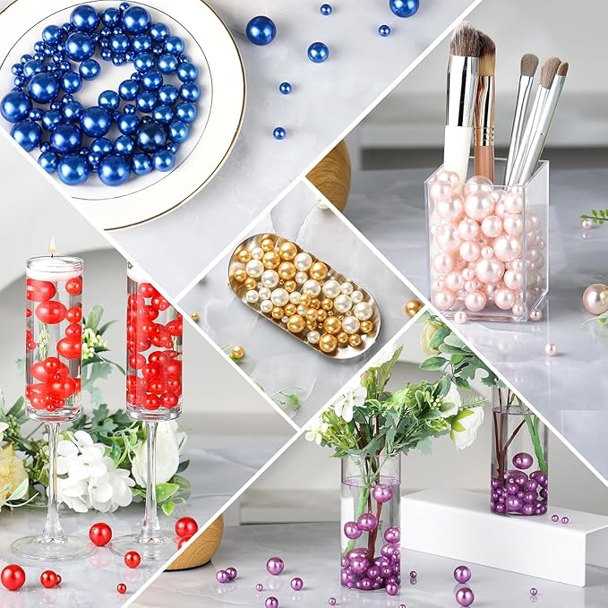 260Pcs Red&White Glossy Beads for Centerpiece Decor, Artifical Pearls Vase - Image 4