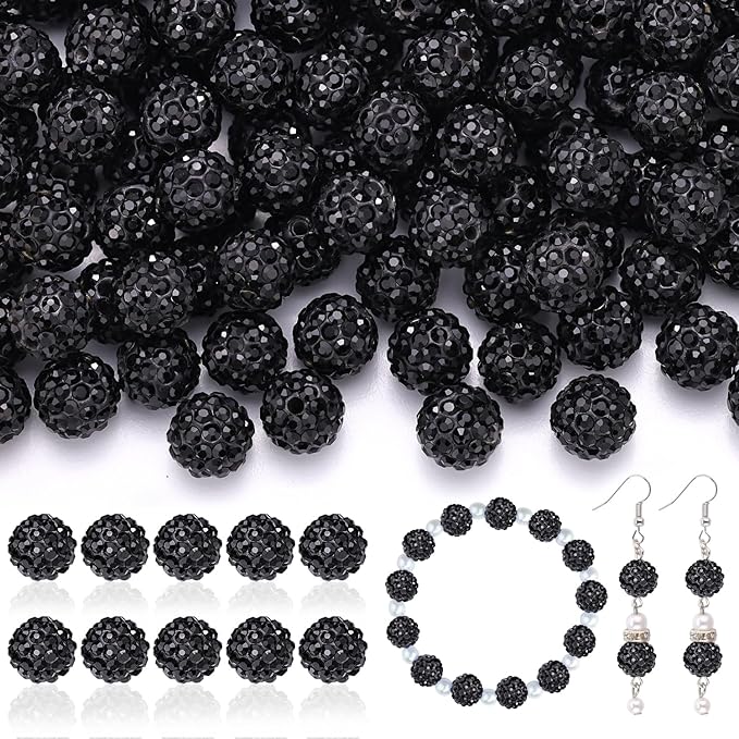 200pcs 10mm Rhinestone Beads for Jewelry Making, Sparkle Crystal Clay Christmas by TINKRSTUFF