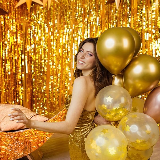 4 Pack Gold Fringe Backdrop Curtain - Image 5