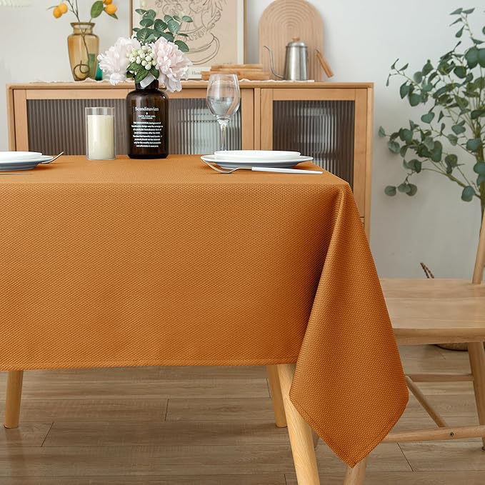 Biscaynebay Fall Tablecloth Textured Fabric Square Tablecloths 60x60 Inch - Image 8
