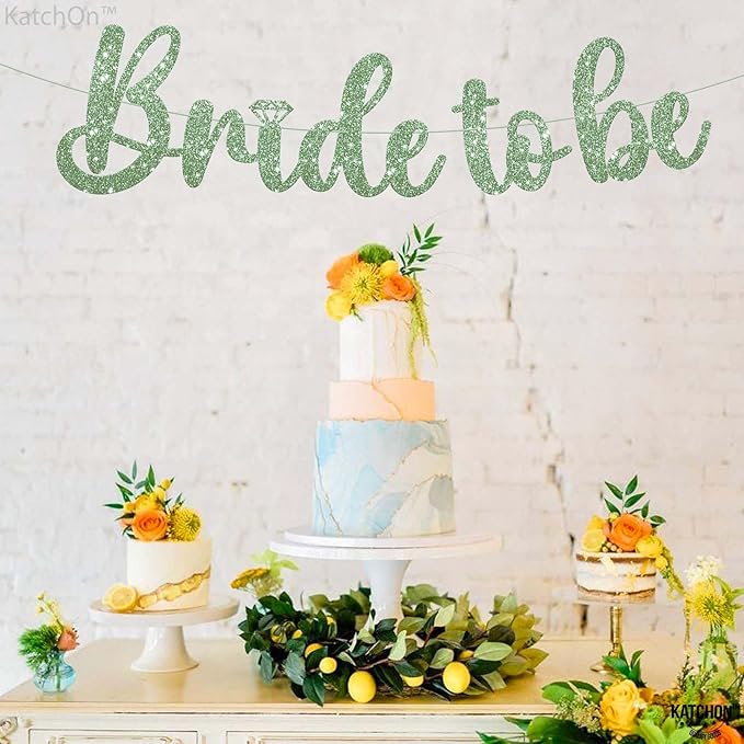 KatchOn, Sage Green Glitter Bride To Be Banner - Image 9
