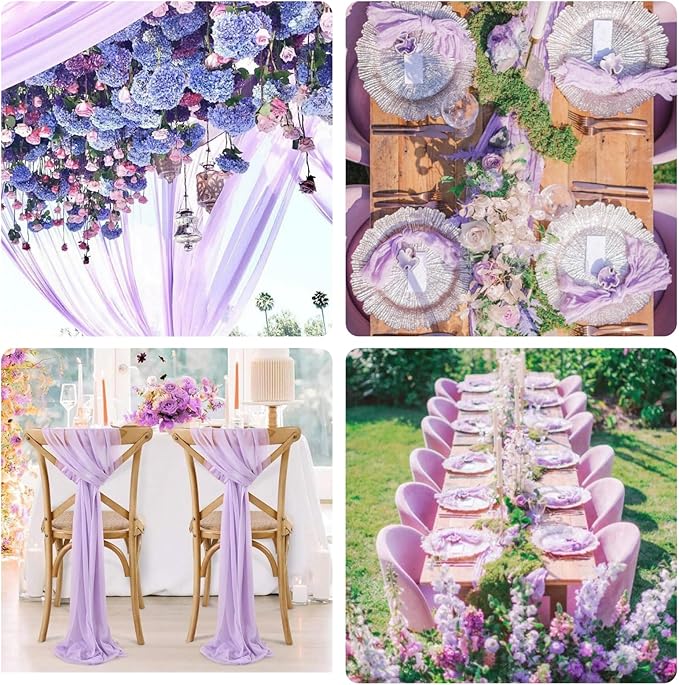 Sioloc 5 Pack Lilac Purple Lavender Cheesecloth Table Runner Fall Autumn Decor - Image 5