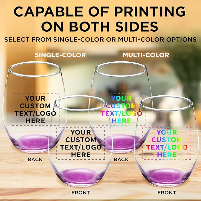 Custom Stemless Wine Glass 9 oz. Set of 10, Personalized Bulk Pack - Image 6