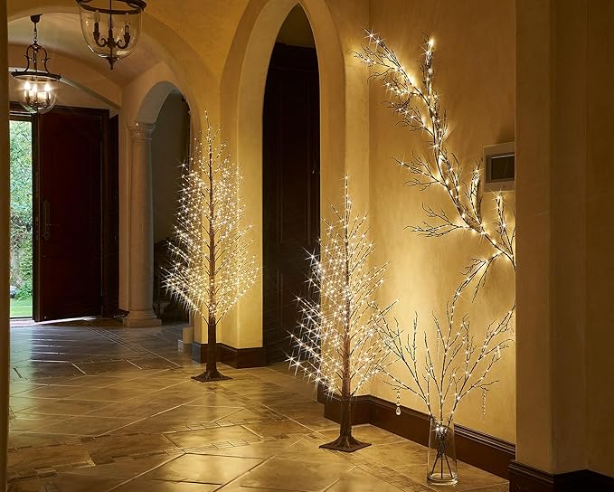 Hairui Lighted Willow Branches Silver Glittered 32IN 120 LED Fairy Lights - Image 5