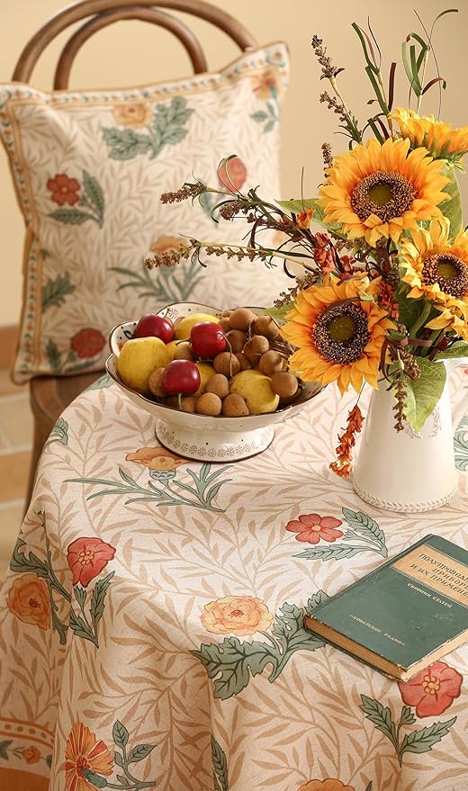patdrea Designer Small Yellow Floral Linen Table Cloth - Image 5