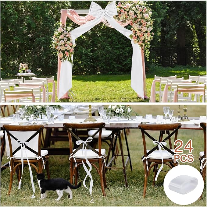 Big Bow with 24 Pcs Chair Ribbon Wedding Aisle Decorations, 78x18 inch Giant Bow - Image 2