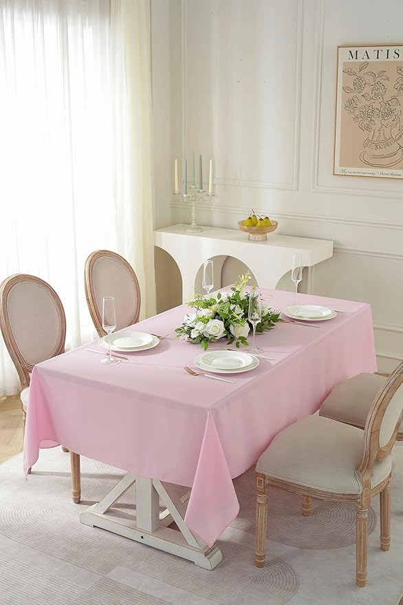 Craft And Party Rectangle Tablecloth, 70 x 120 Inch Pink Tablecloth, Polyester - Image 3
