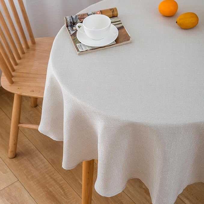 NLMUVW Linen Tablecloth for Round Table 48 Inch Linen Textured Table Cloth - Image 2