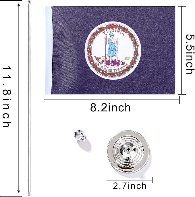 ZXvZYT 2 Pack American US Virginia flag USA Virginia VA State table flag - Image 2