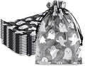 Whaline 100Pcs Halloween Organza Drawstring Bags Cute Foil Silver Ghost Jewelry by Whaline