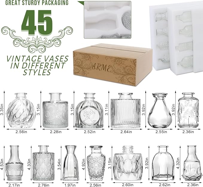 Arme Bud Vase Set of 45, Mini Glass Vases - Image 2