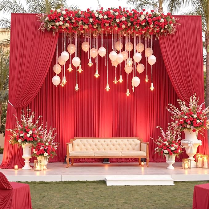 30ft x 15ft Red Wrinkle Free Backdrop Curtains - Image 6