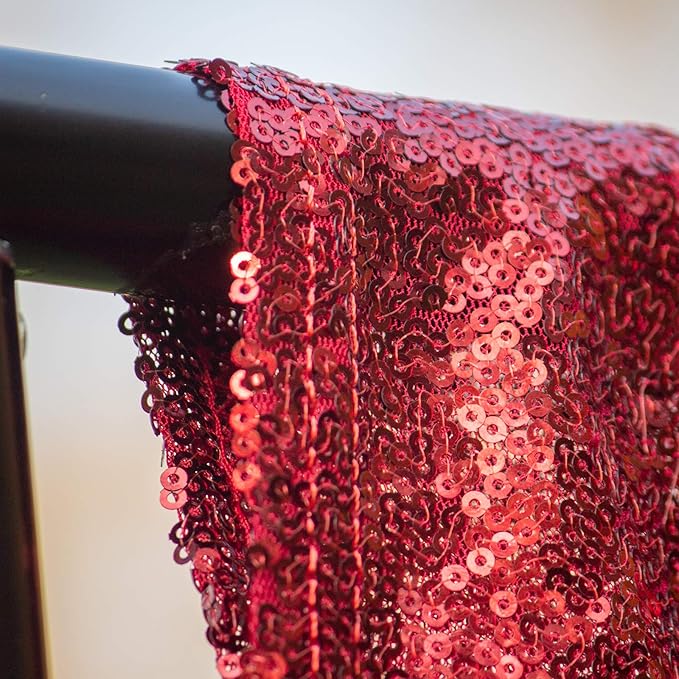 Red Sequin Backdrop Curtains 1 Panel 8FTx8FT Glitter Red Photo Backdrop Drapes - Image 4