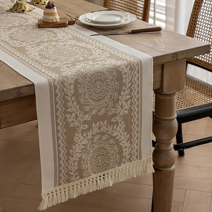 Table Runners 83 Inches, Waterproof Boho Table Runner by UWWGKK