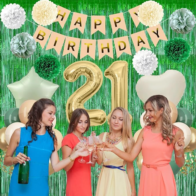 Sage Green 21st Birthday Decorations - Image 3