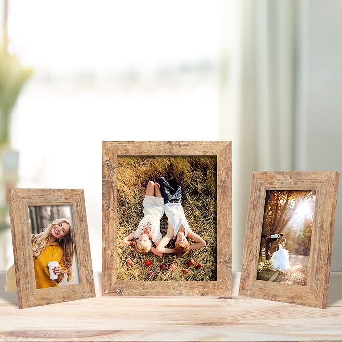 4x6 Picture Frame Set of 4, High Definition Real Glass Rustic Brown Frame - Image 2