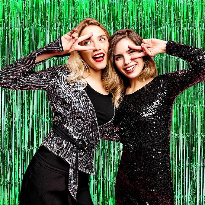 4P Metallic Foil Fringe Tinsel Table Skirts - Image 3