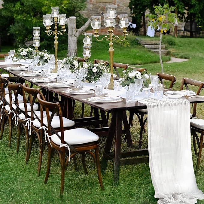 White Gauze Table Runner Cotton Wedding Decorations Rustic Cheesecloth Table - Image 9