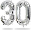 Silver 30 Number Balloons, 40 Inch Helium Foil Number 3 & 0 Balloons by Lingqiang