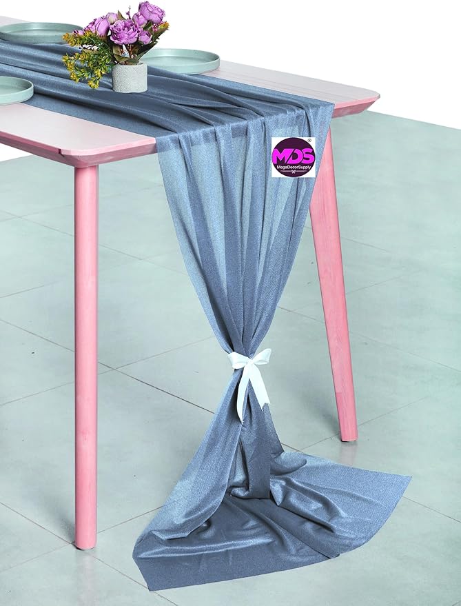 MDS 15 Pack 10ft Chiffon Table Runner 29 x 120 Inches Sheer Wedding Runner - Image 4