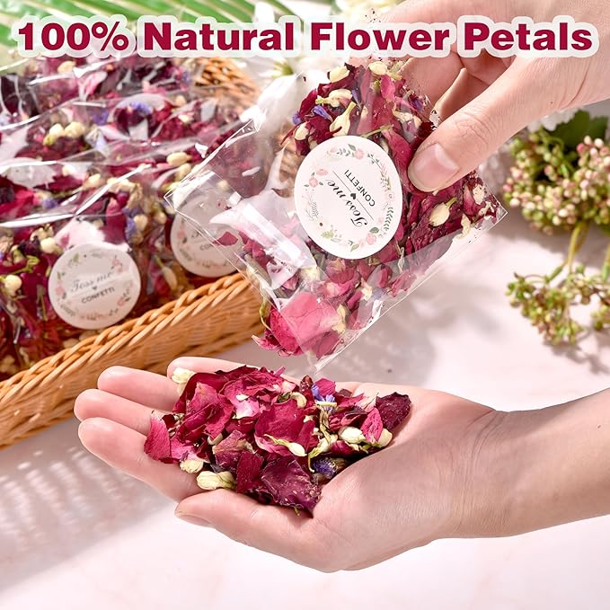 20 Pack Prefilled Confetti Packets, Biodegradable Flower Petals, Real Dried - Image 2