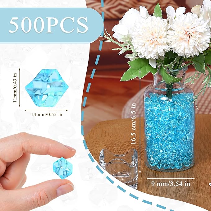LAIDANLA 500PCS Teal Acrylic Gems Vase Fillers Plastic Diamonds Teal Fake Ice - Image 4
