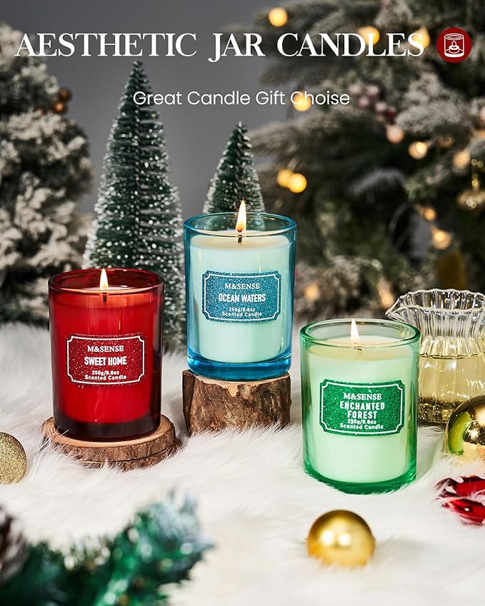 M&SENSE Cinnamon Apple Scented Candles, Classic Size 8.8 oz Glitter Jar Candles - Image 7