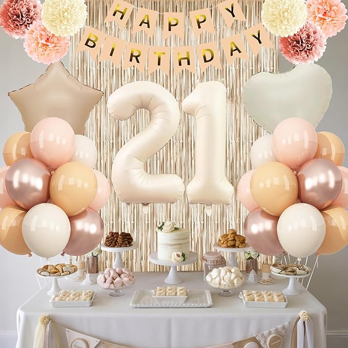 Beige 21st Birthday Decorations - Image 3