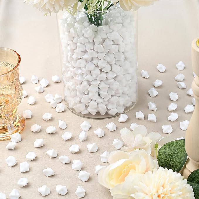 YATOJUZI 500pcs Fake Ice Cubes White Acrylic Crushed Rocks Vase Fillers Plastic - Image 5