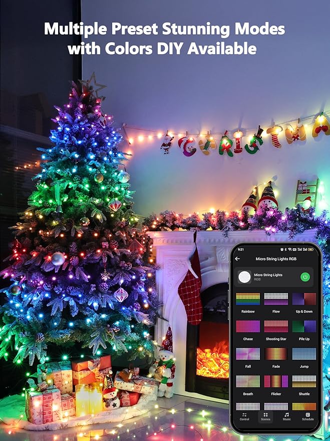 BrizLabs Smart Christmas Fairy Lights, 33ft 100 LED Color Changing Christmas - Image 3