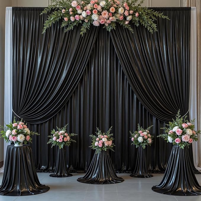 Outpain Thick 20 ft x 10 ft Black Sequin Backdrop Curtain by Outpain
