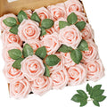 AmyHomie Artificial Flower Blush Pink Rose 50pcs Real Looking Fake Roses w/Stem by AmyHomie