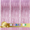 3Pcs Pink Metallic Tinsel Foil Fringe Curtains, 3.28ft x 6.56ft Pink Photo by TONIFUL