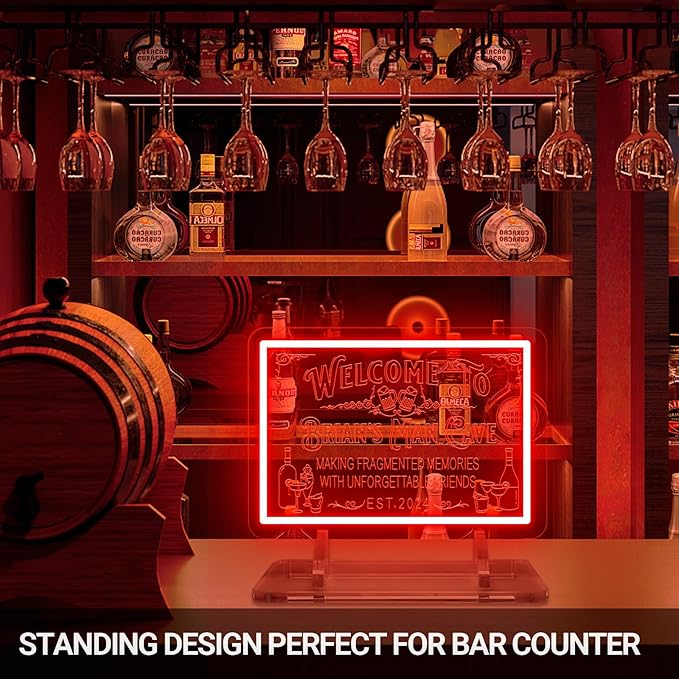 Custom Bar Neon Sign for Man Cave, Personalized LED Whiskey Cocktail Beer Signs - Image 3
