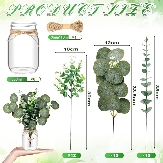 6 Set Centerpiece Table Decorations Mason Jar Table Centerpiece - Image 2