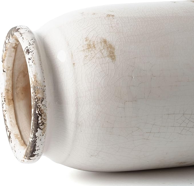 VICTOR & TERESA Rustic Large White Vase - Image 6