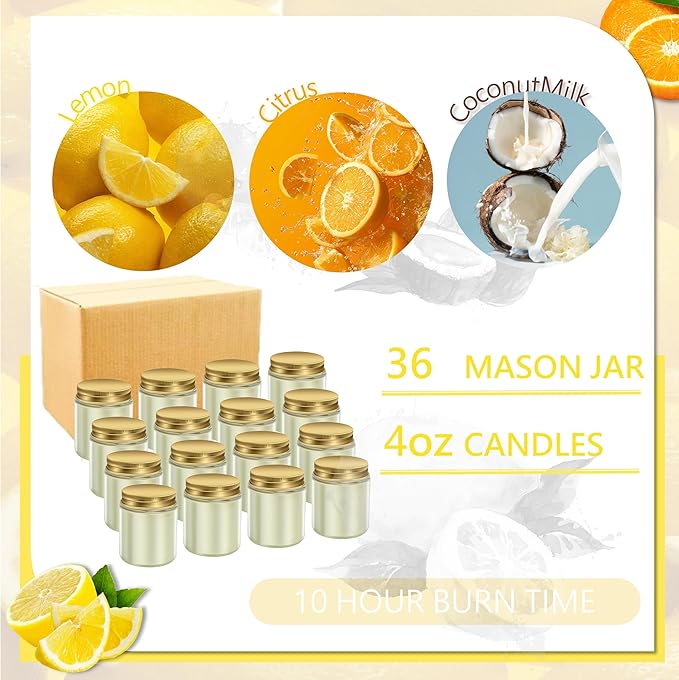 ACITHGL 36 Pcs 4oz Mini Mason Jar Candles Small Scented Candles Bulk - Image 3