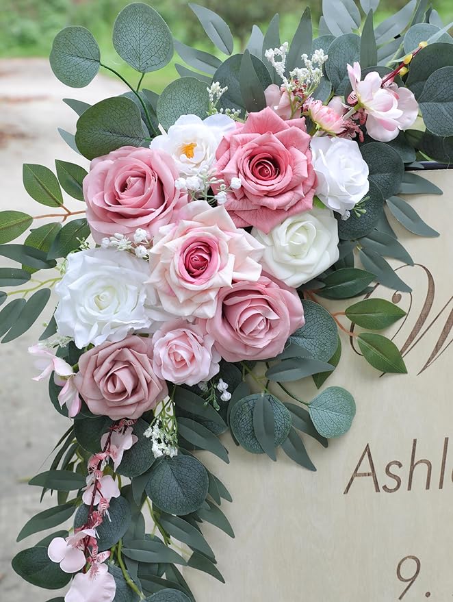 ponatia Artificial Wedding Arch Flowers, Dusty Rose Wedding Flowers - Image 3