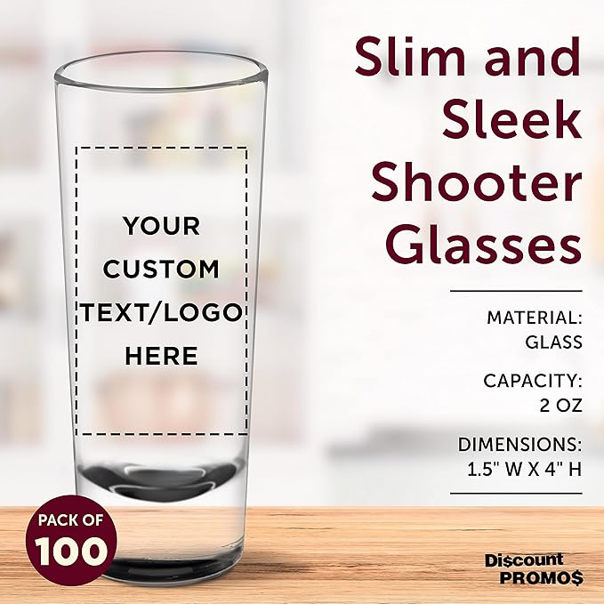 Custom Cordial Shooter Shot Glasses 2 oz. Set of 100, Personalized Bulk Pack - Image 4