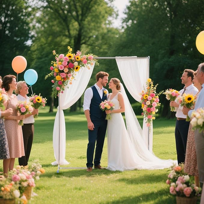 Wedding Arch, 7 x 6 FT Metal Arch Backdrop Stand - Image 7
