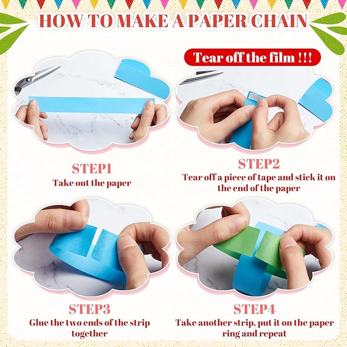 Lincia 600 Sheet Halloween Paper Chain Garland, Construction DIY Crafts Chain - Image 5