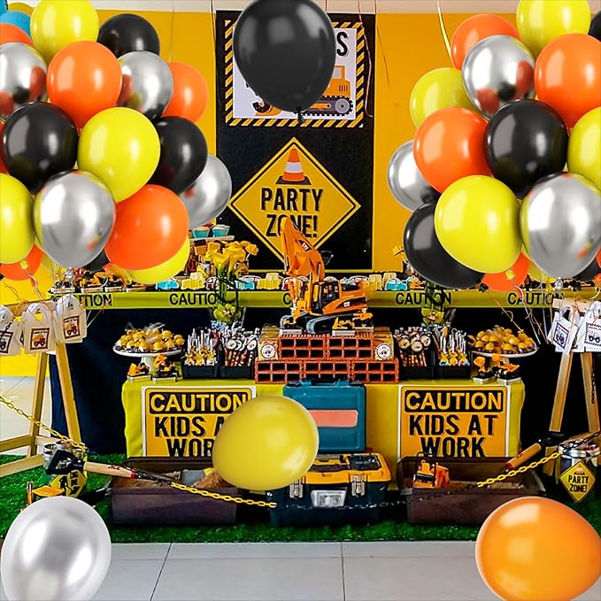 Paready Black Orange Yellow Balloons, Car Theme Party Balloon - Image 3