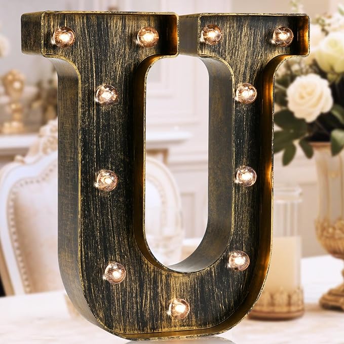 OYCBUZO Golden Black Led Marquee Letter by OYCBUZO